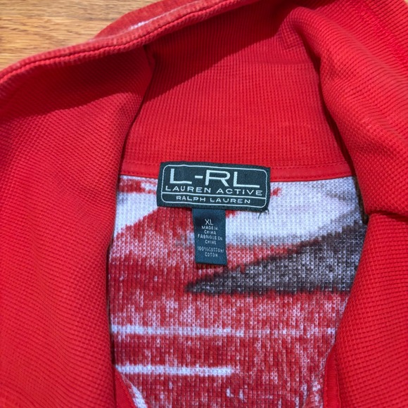 RL Ralph Lauren Active Red Aztec Print Fleece Half Zip Pullover Sweatshirt XL - Picture 2 of 5